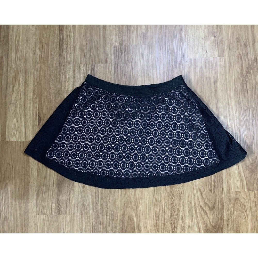 Disney Minnie Rocks The Dots Black Lace Pink Underlay Mini Skirt Elastic XL Jr.